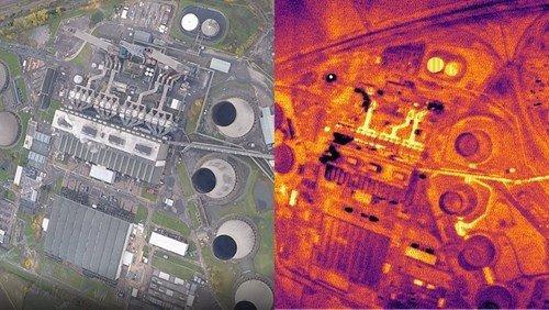 High resolution thermal image of a coal fired power station, UK