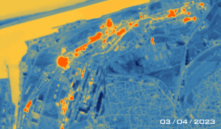 High resolution thermal image of steel production facility, France
