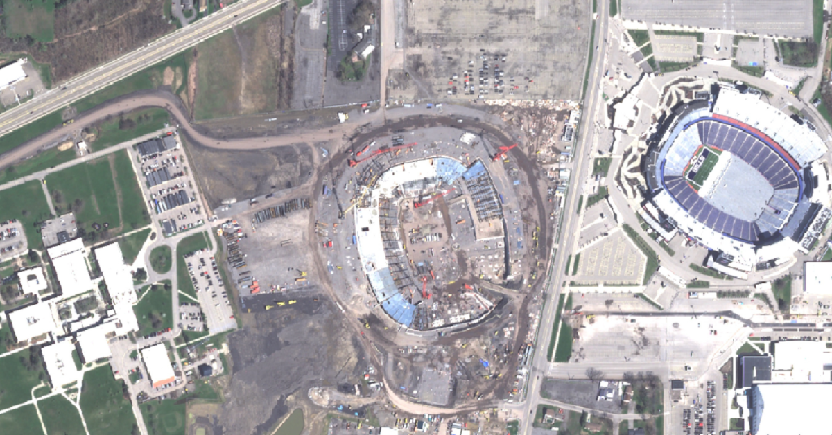 What is satellite imagery used for - Construction monitoring of Highmark Stadium construction