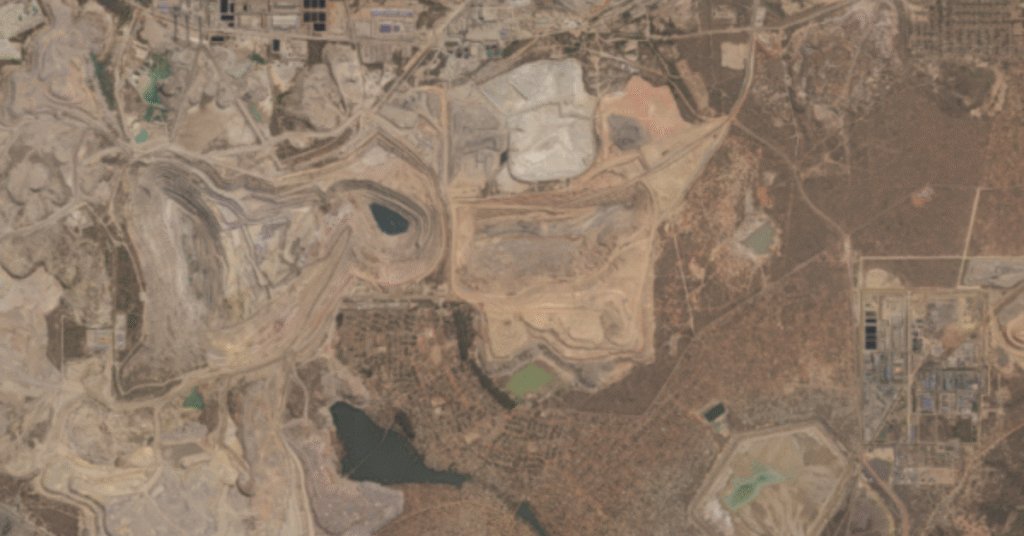 Satellite imagery of a mine
