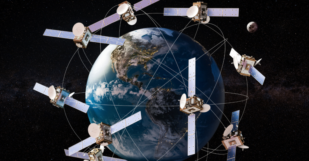 Satellites from various satellite imagery providers orbiting Earth